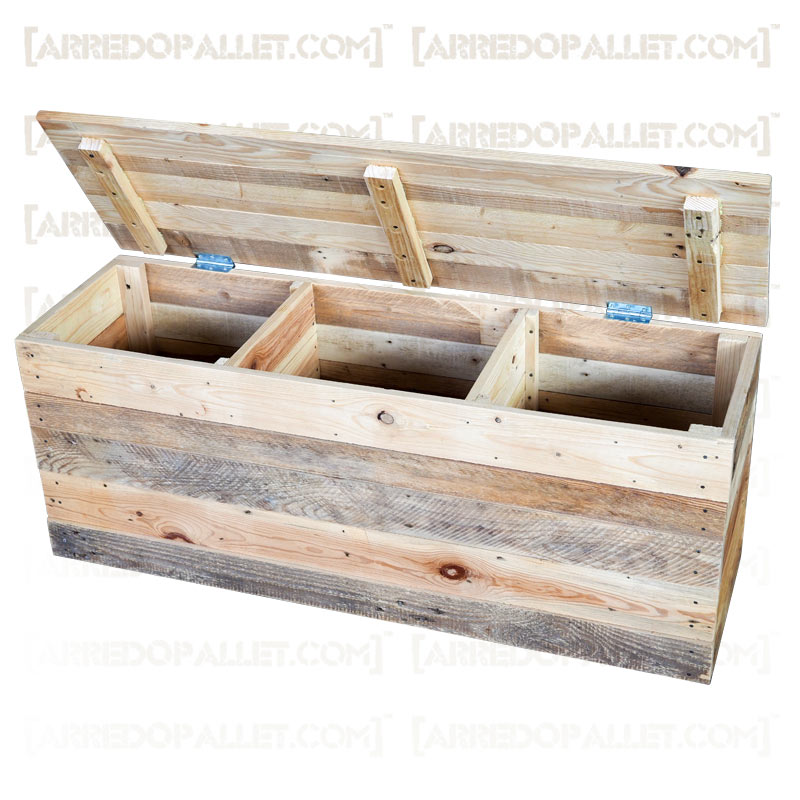 Portarifiuti in legno - Contenitore raccolta differenziata 3 scomparti